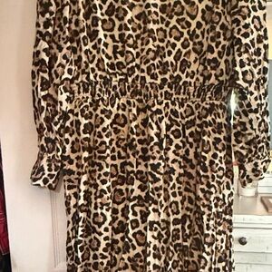 LOFT Leopard Print Blouse in Black and Tan